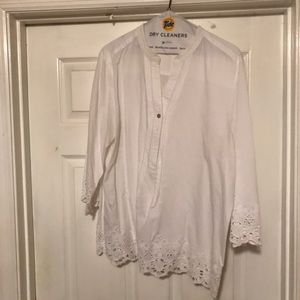 Chicos white blouse size 3. Lace trim
